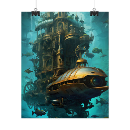 Steampunk Oceanic Adventure: Brass Skirted Explorer - Poster