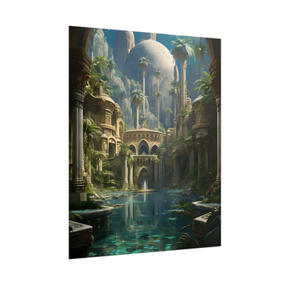 Majestic Desert Oasis: Arabian Nights-Inspired Bird's Eye View - Poster