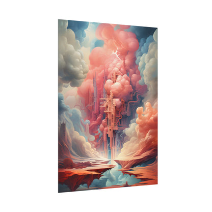 Cyber Dreamscape: Abstract Artwork in Neon Hues - Poster