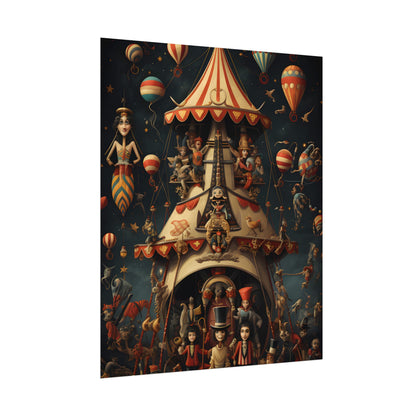 Whimsical Clockwork Circus: Fantastical Artwork in Vibrant Colors - Poster