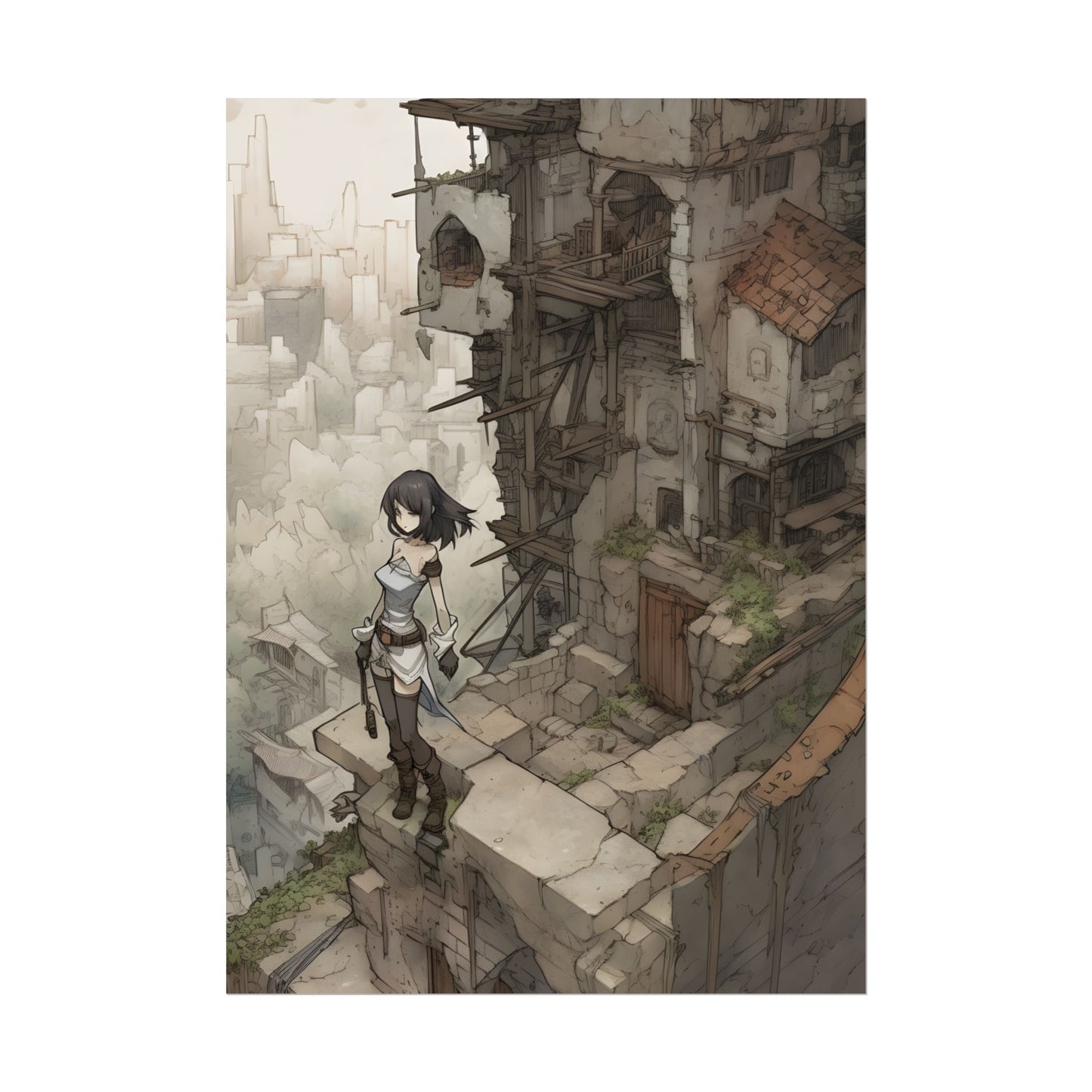 Dramatic Anime Bird Art: Detailed Illustration - Poster