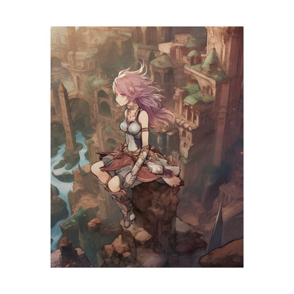 Dramatic Anime Feather: Detailed Urban Artwork - Poster