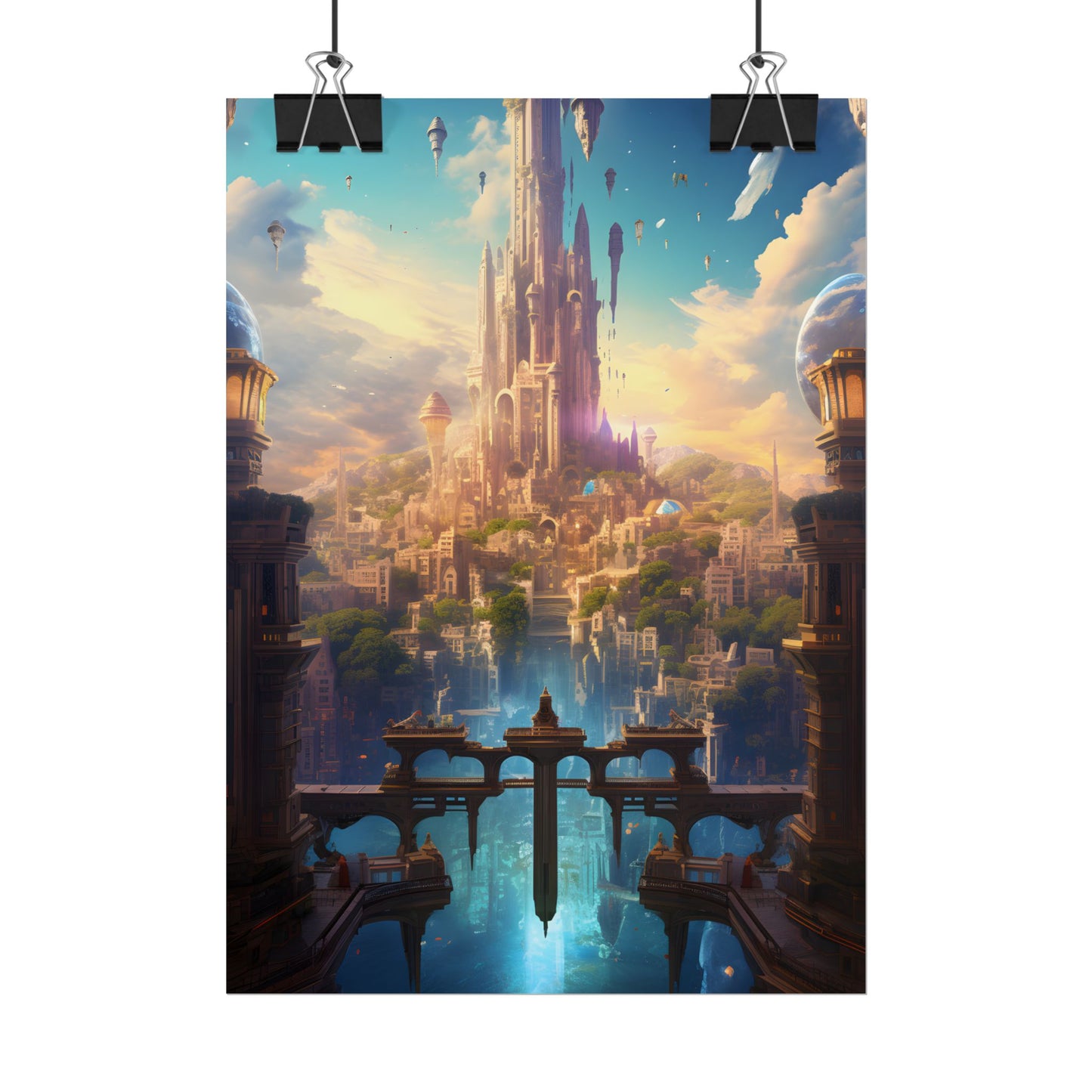Floating Columbia: Breathtaking Serene Cityscape Artwork - Poster