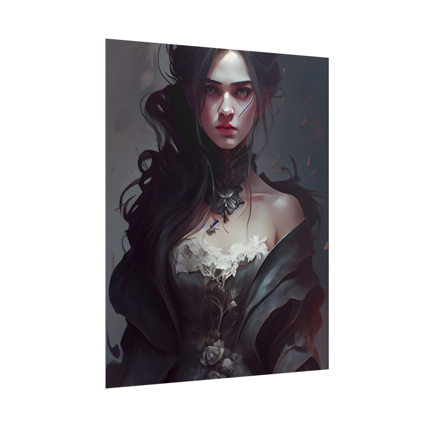 Black Haired Female Portrait: Elegant Outdoor Beauty - Poster