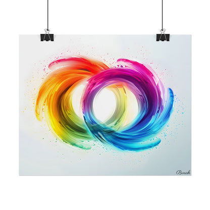Swirling Colors: Gradient Artwork with Red, Blue, and Yellow Circles - Poster