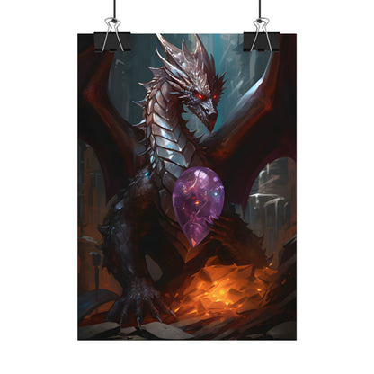 Ancient Fantasy Dragon Guarding Lair: Mythical Artwork - Poster