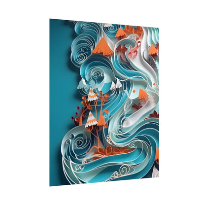 Paper Quilled Canyon Landscape: Natural Desert Artwork - Poster