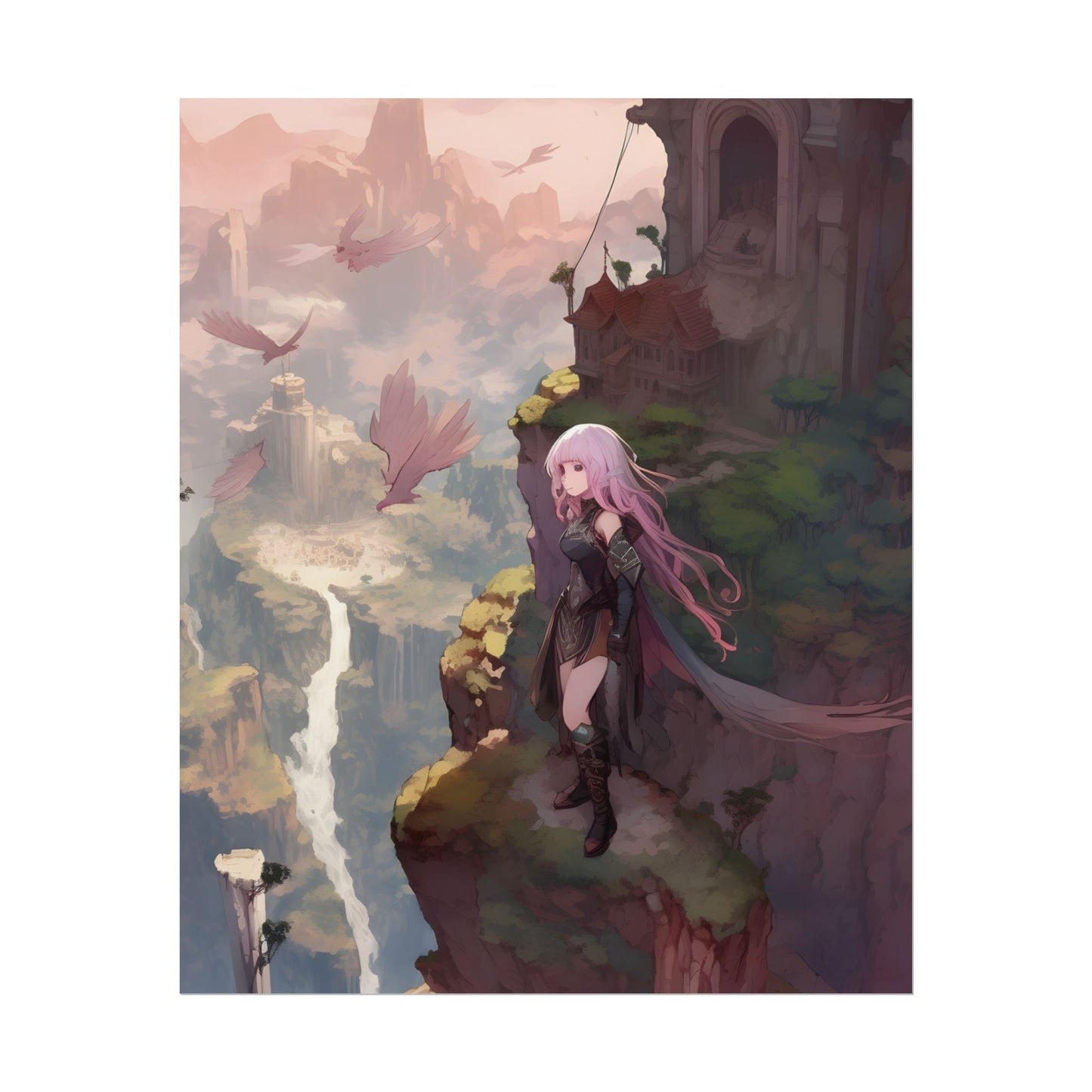 Dramatic Anime Bird: Colorful Birds Eye View - Poster