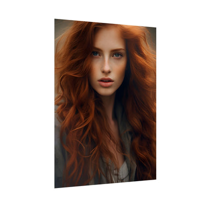Gorgeous Redhead Woman: Natural Beauty Artwork - Poster
