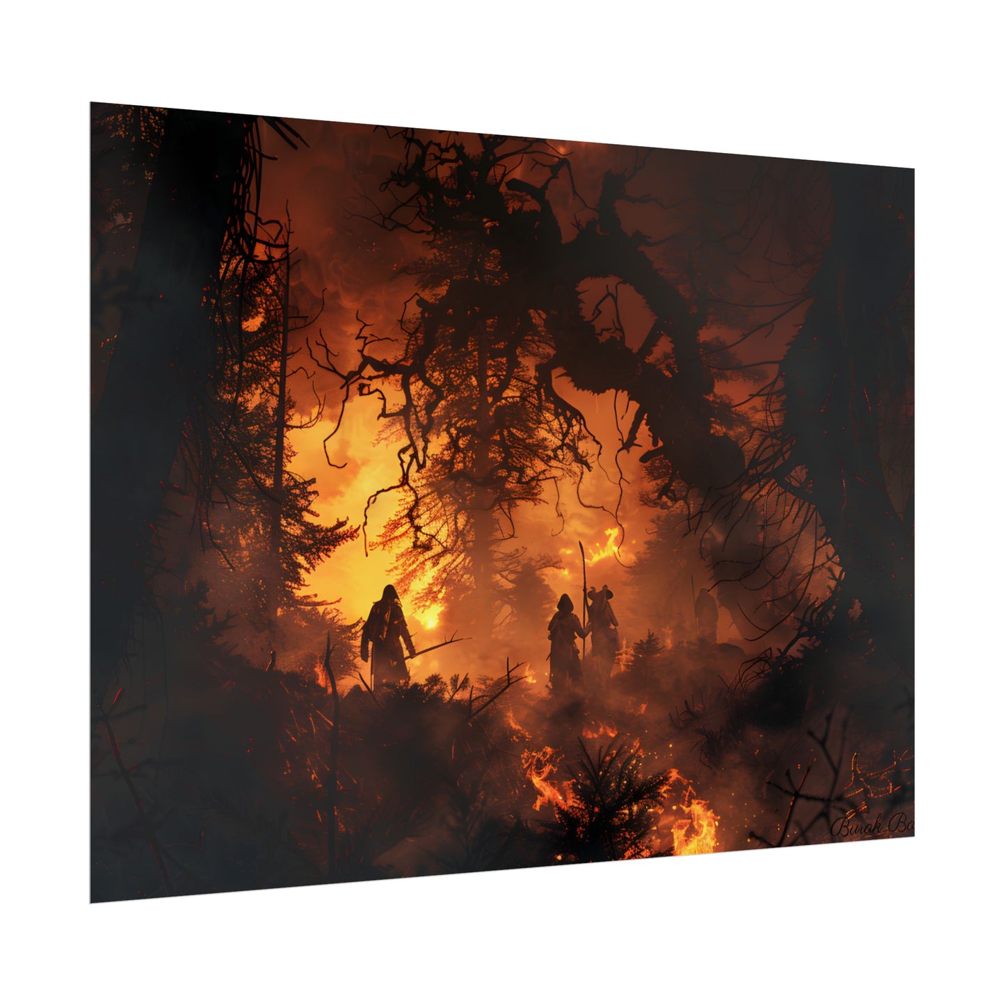 Misty Sunset Forest: Group Gathering - Poster