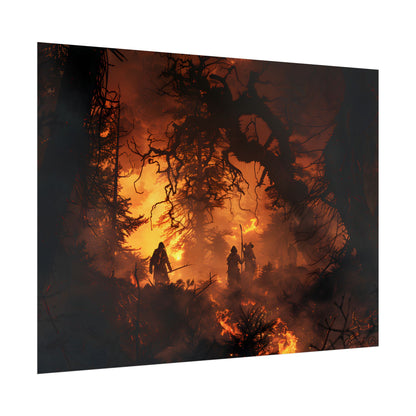Misty Sunset Forest: Group Gathering - Poster