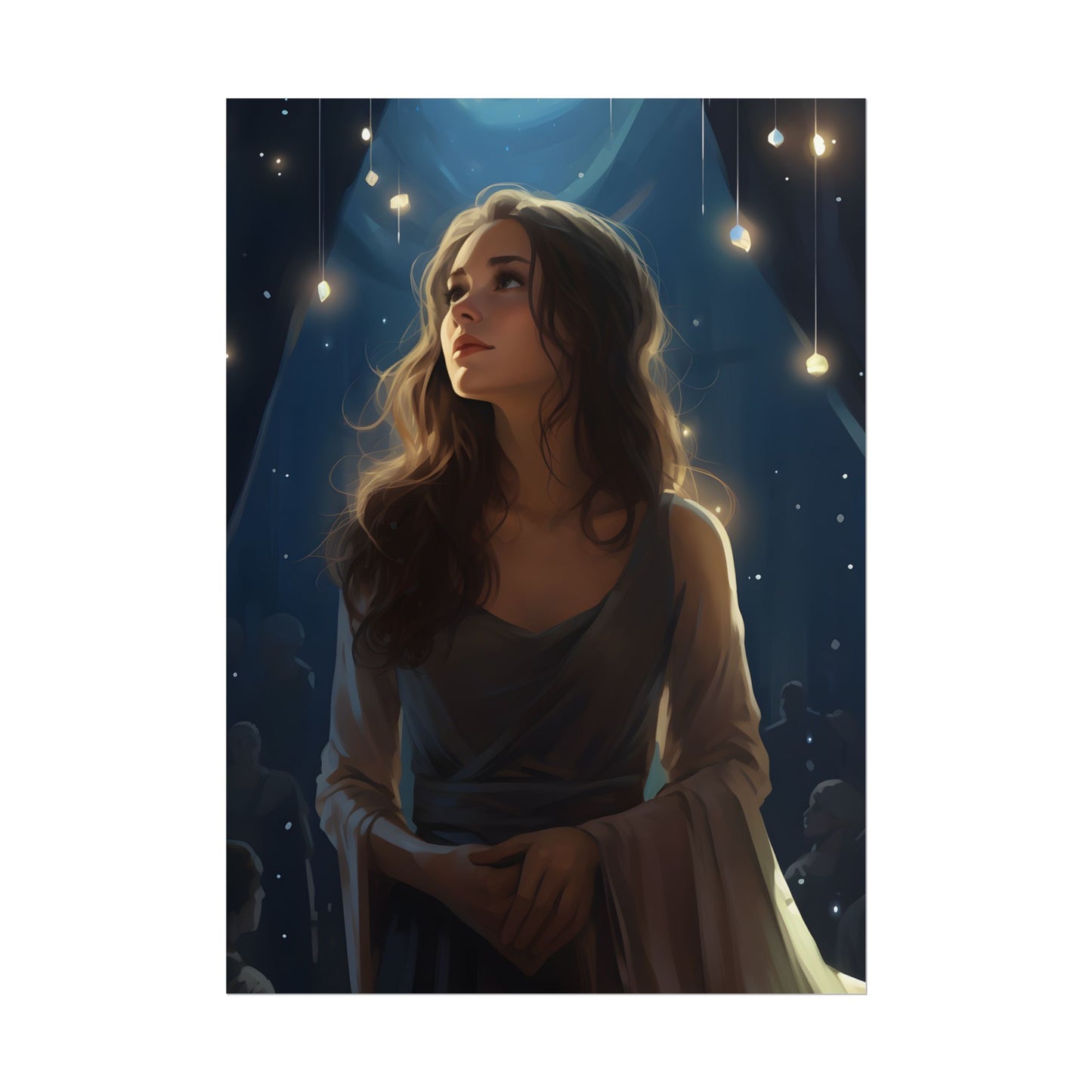 Contemplative Moment: A Person in Reflection - Dark Colored Portrait - Poster