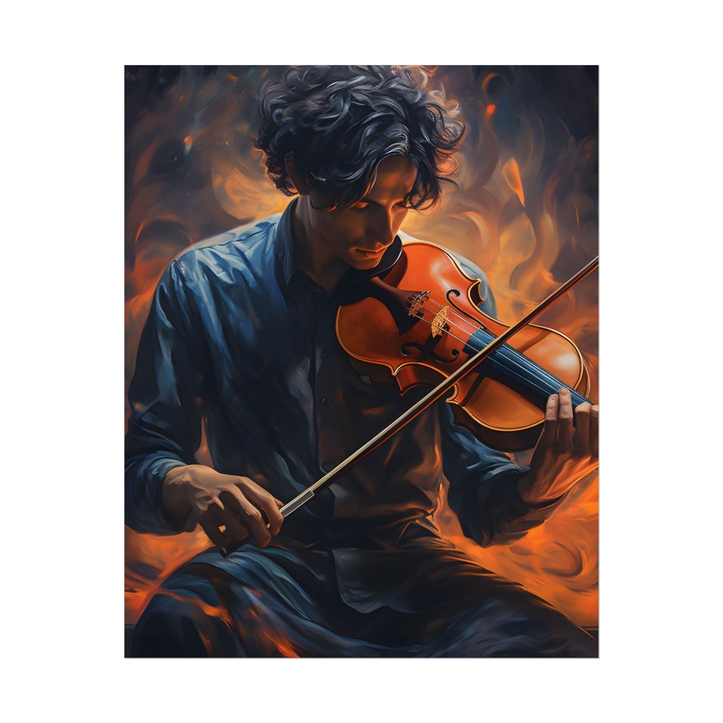 Mysterious Musician Portrait: Enigmatic Eyes Artwork - Poster