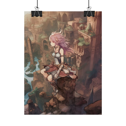 Dramatic Anime Feather: Detailed Urban Artwork - Poster