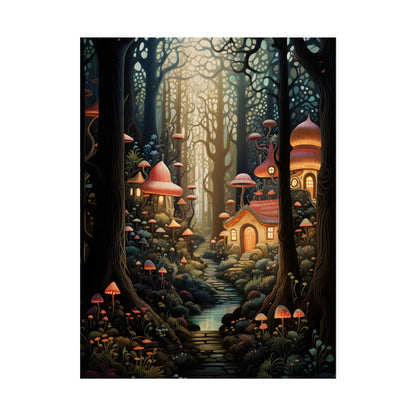 Whimsical Enchanted Forest: Illustrative Artwork - Poster