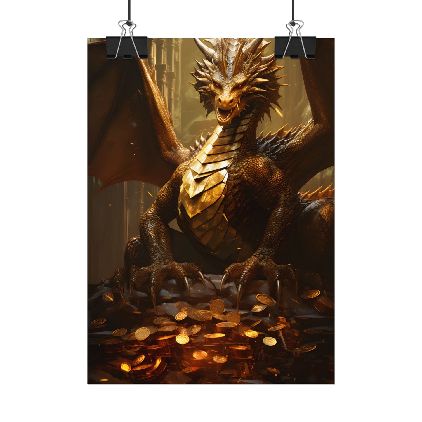 Majestic Dragon Guardian: Fantasy Artwork in a Magical Lair - Poster