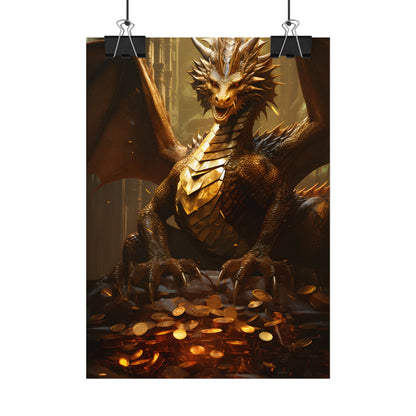 Majestic Dragon Guardian: Fantasy Artwork in a Magical Lair - Poster