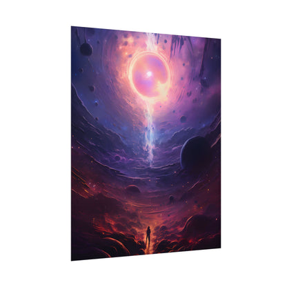 Black Hole Cosmic Odyssey: Dark Planet in Space Art - Poster