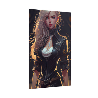 Blonde Female Police Officer: Calm Professional in Hotel Lobby - Poster