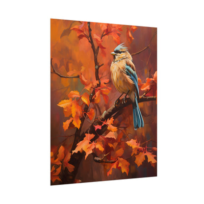 Vibrant Oak Branch: Colorful Oil Painting Artwork - Poster