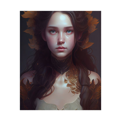 Brown Hair Female Portrait: Artistic Style Digital Art - Poster