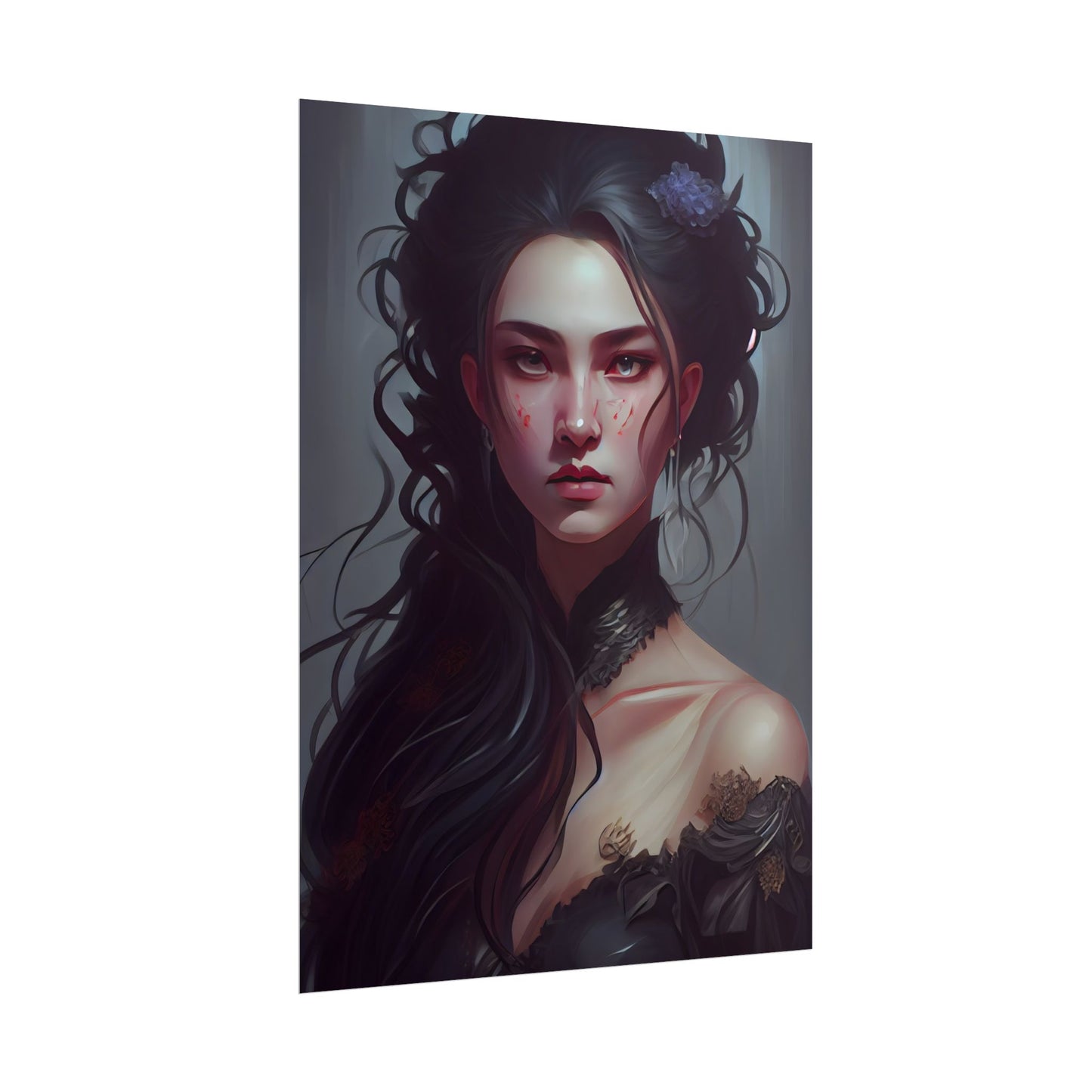 Astonishing Female Portrait: Dr. Black Hair Elegance - Poster