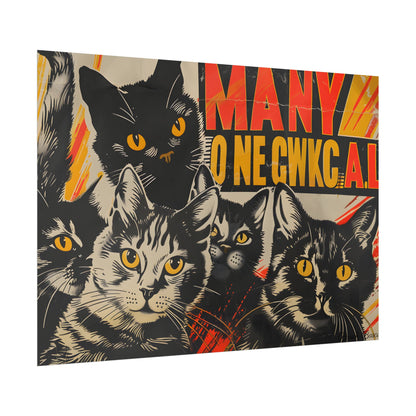 Red Cats in Soviet Motion: A Playful Poster Art - Poster