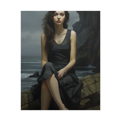 Serene Face with Glasses: Neutral Expression Art - Poster