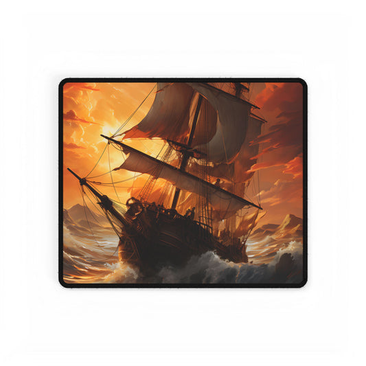 Breathtaking Ship in Realistic Oil Painting: Seafaring Artwork - Desk Mat