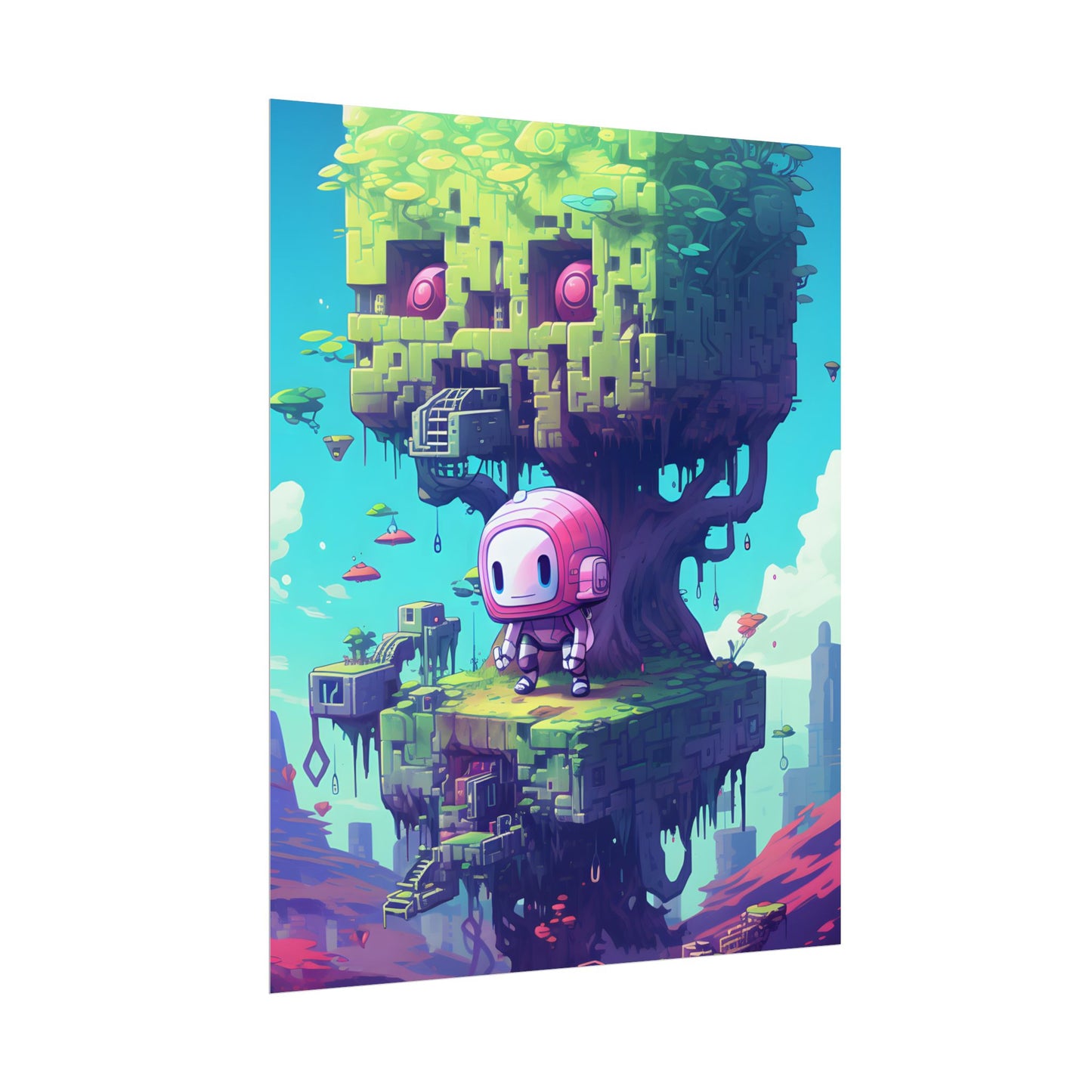 Futuristic Pixel Art: Cyber-Pet Adventure - Poster