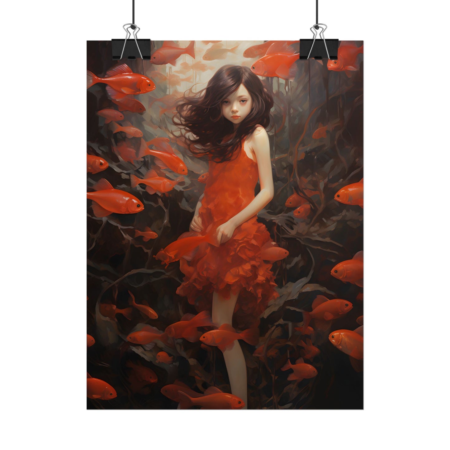Simple Orange Still Life: Casual Wooden Table Art - Poster
