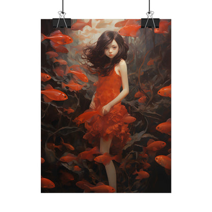 Simple Orange Still Life: Casual Wooden Table Art - Poster