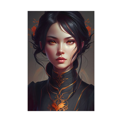 Realistic Female Portrait in Elegant Dress - Poster
