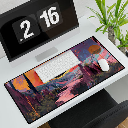 Surreal Eye: Vibrant Landscape Digital Art - Desk Mat