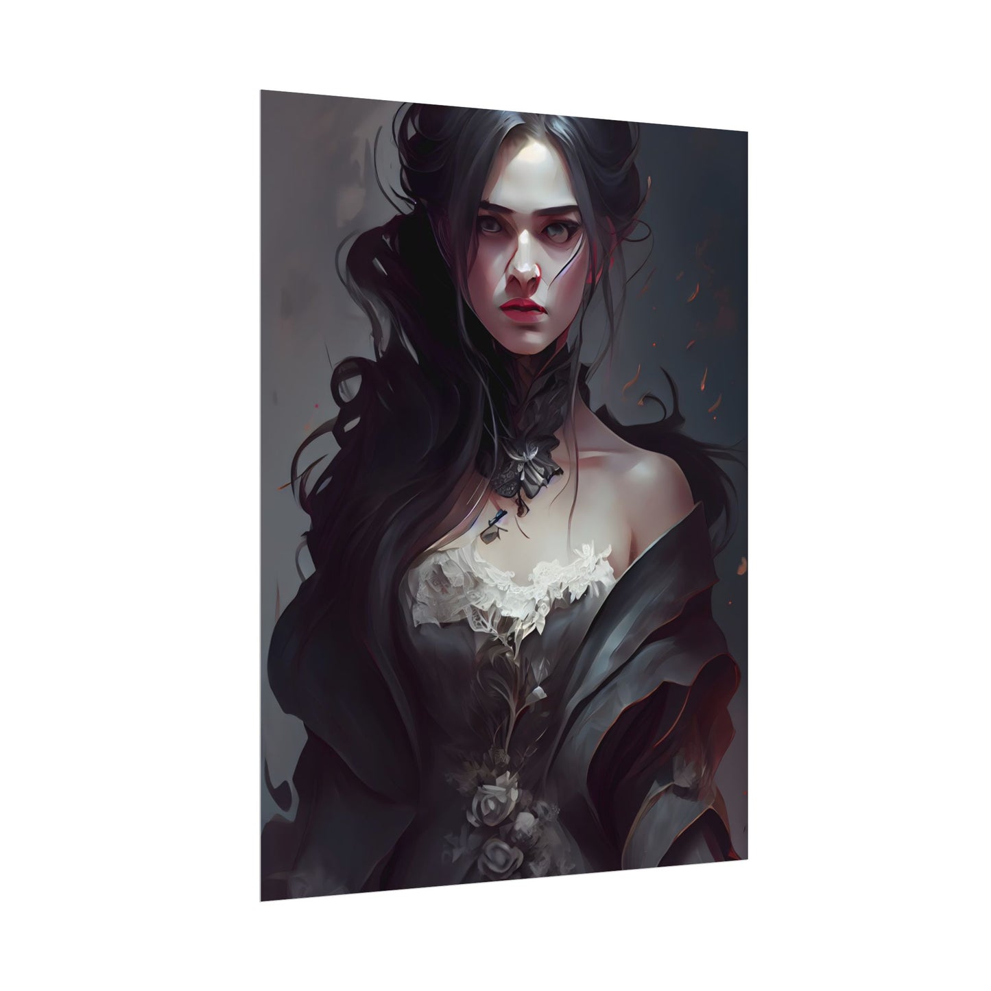 Black Haired Female Portrait: Elegant Outdoor Beauty - Poster
