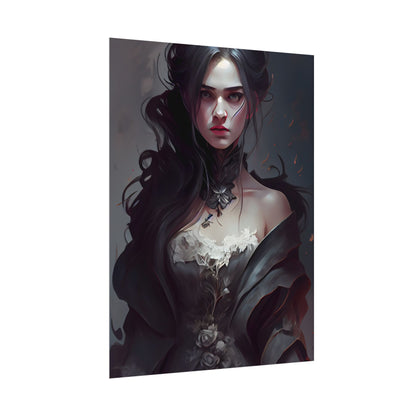Black Haired Female Portrait: Elegant Outdoor Beauty - Poster