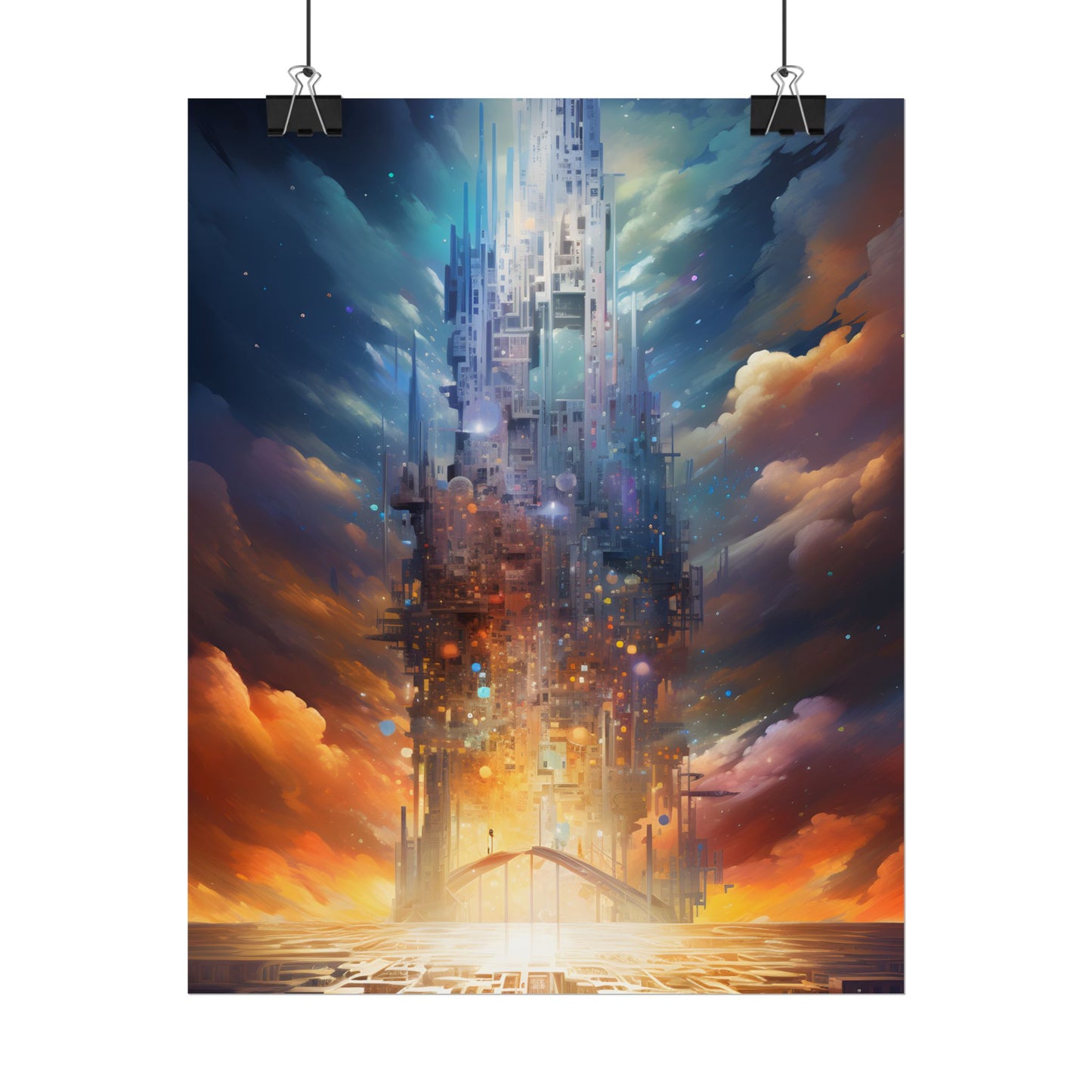 Vibrant Cyber Dreamscape: Abstract Digital Artwork - Poster