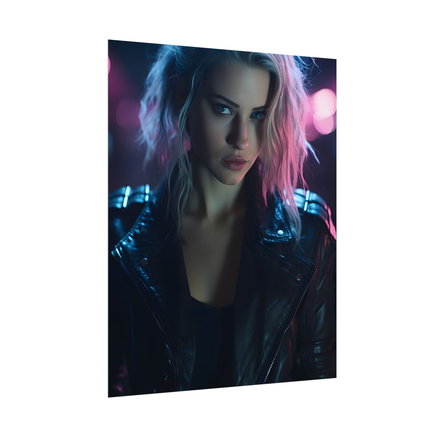 Cyberpunk Teen: Moody Expression Digital Art - Poster