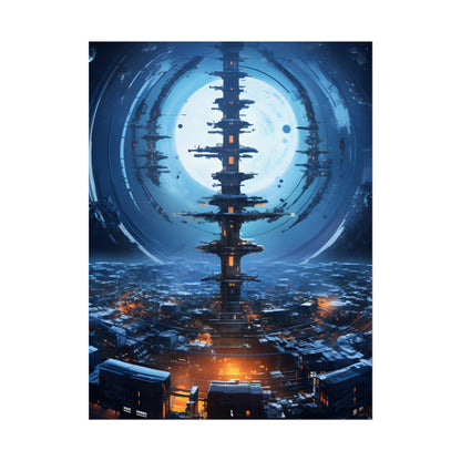 Aetherial Space Station: Low Earth Orbit Digital Art - Poster