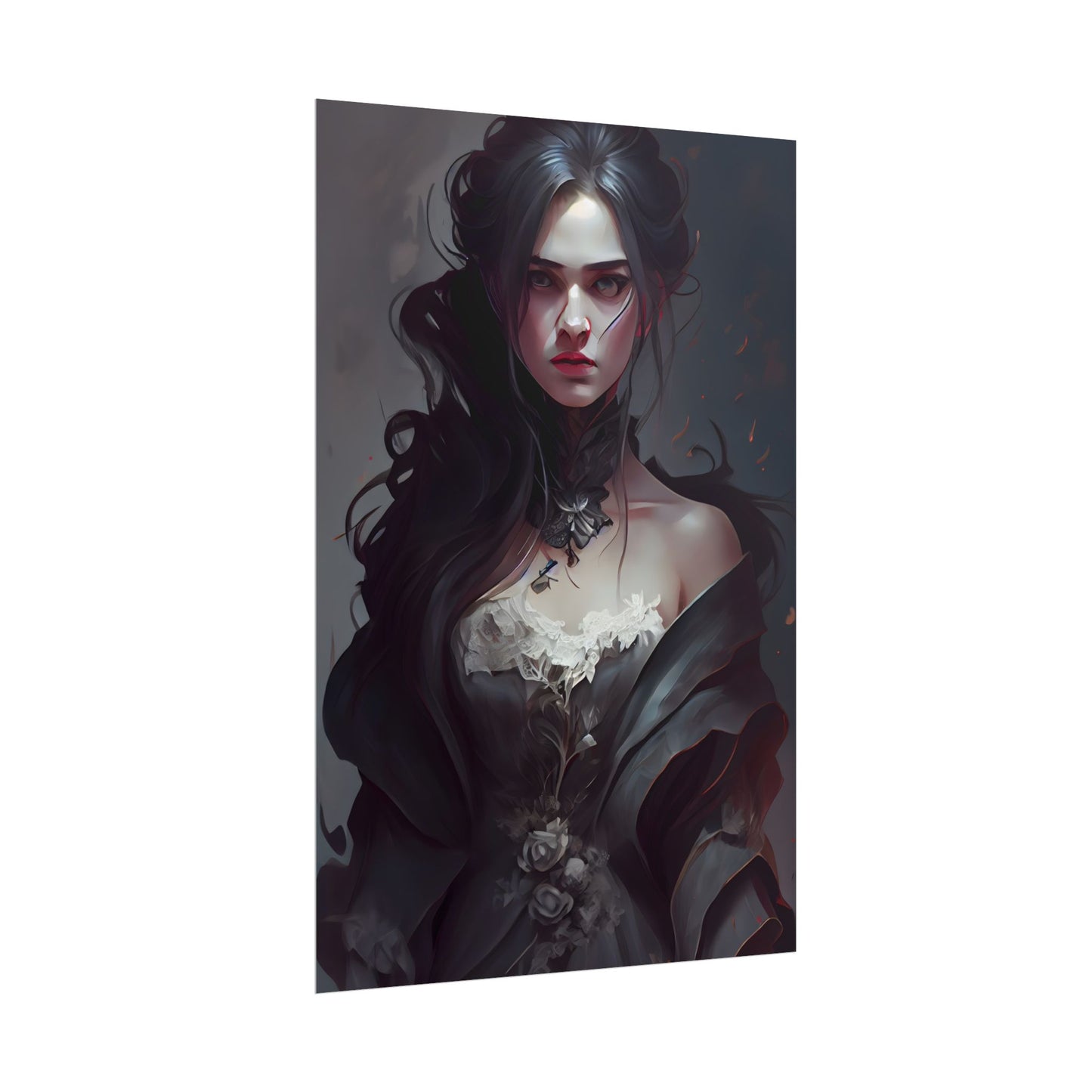 Black Haired Female Portrait: Elegant Outdoor Beauty - Poster