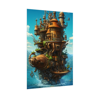 Oceanic Steampunk Treasure Dive: Underwater Adventure Artwork - Poster