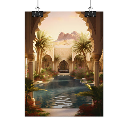 Serene Desert Oasis Art: Arabian Nights-Inspired Print - Poster