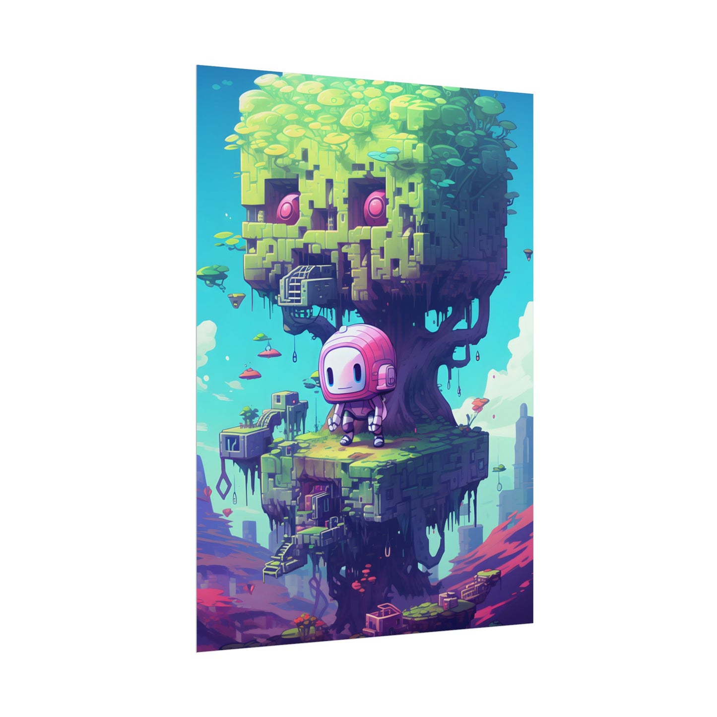 Futuristic Pixel Art: Cyber-Pet Adventure - Poster