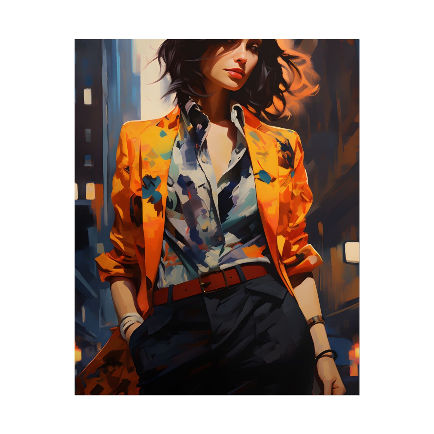 Urban Youthful Portrait: Fashionable City Style Digital Art - Poster