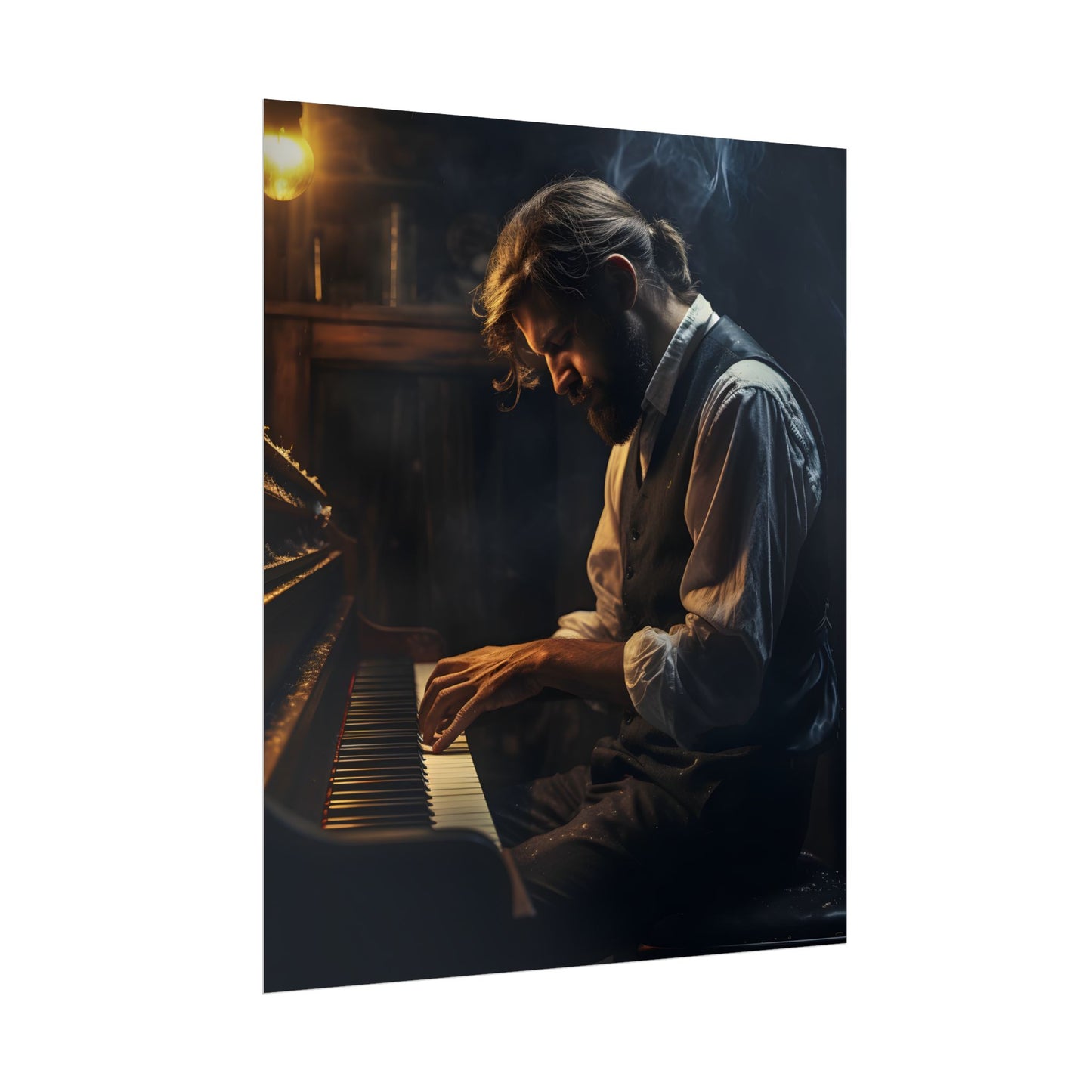 Mysterious Piano Maestro: Musical Artwork - Poster