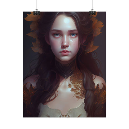Brown Hair Female Portrait: Artistic Style Digital Art - Poster