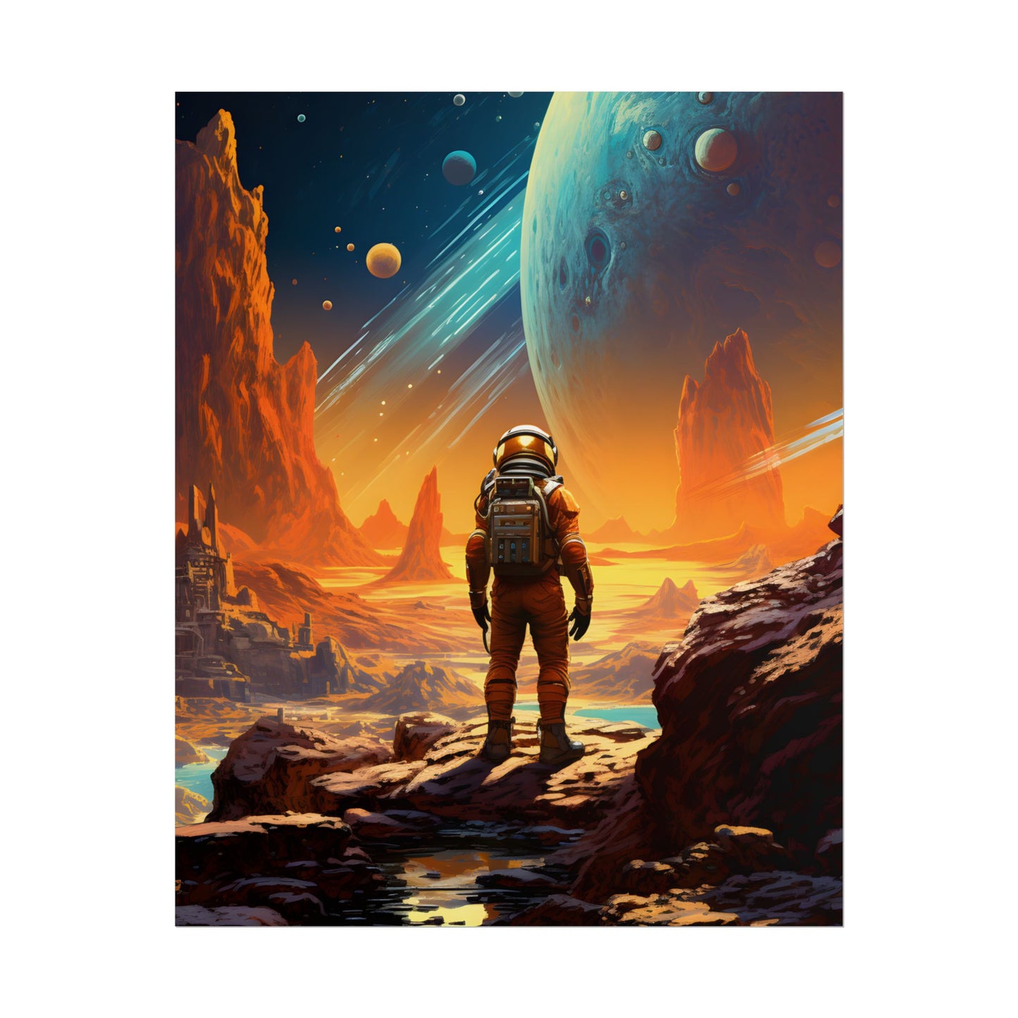 Futuristic Wilderness Explorer: Solo Journey in the Unknown - Poster