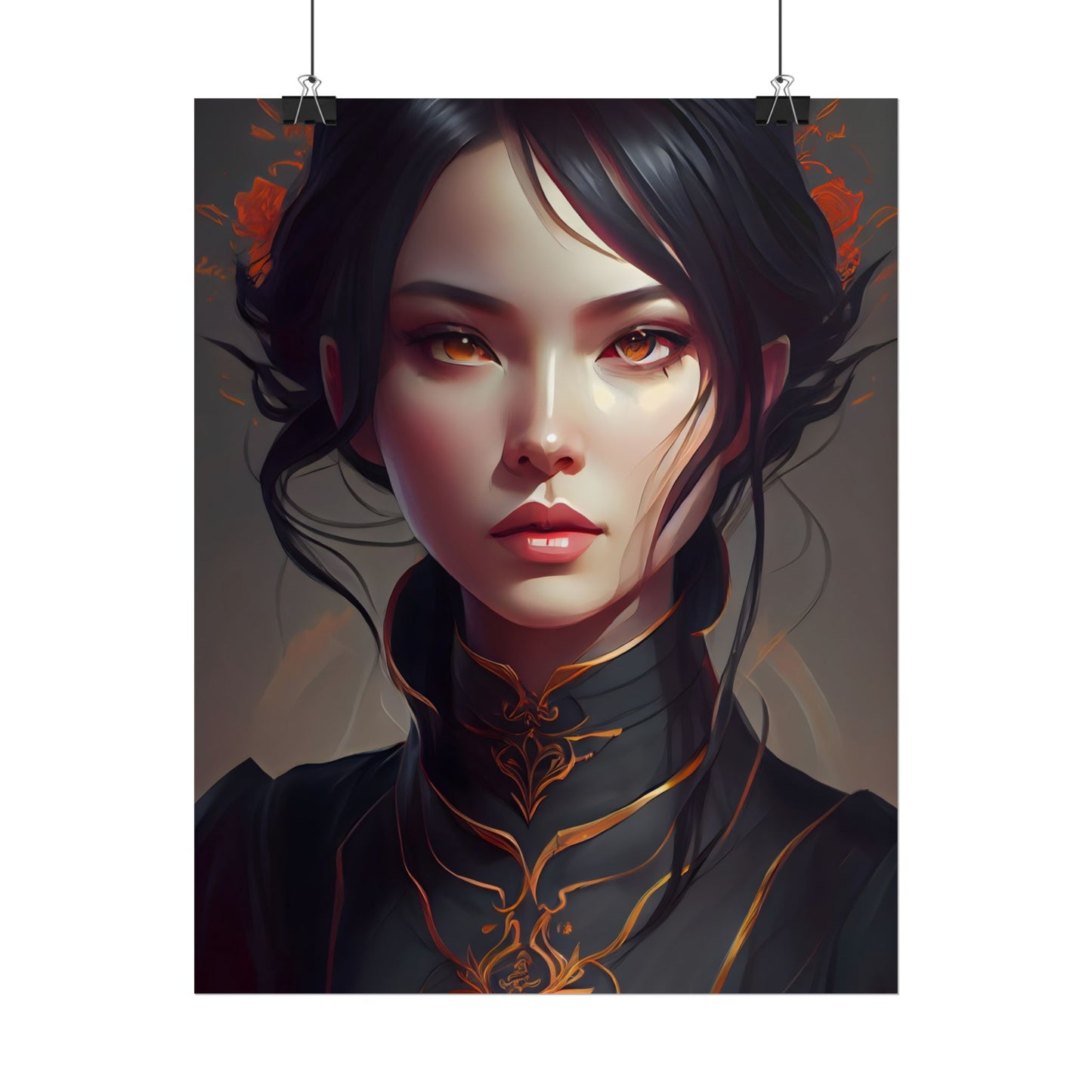 Realistic Female Portrait in Elegant Dress - Poster