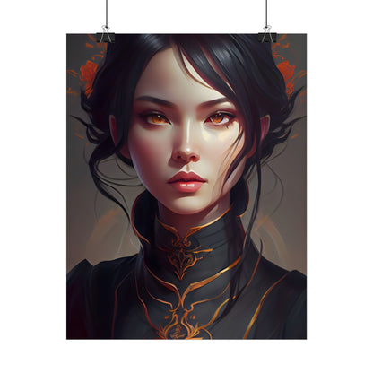 Realistic Female Portrait in Elegant Dress - Poster