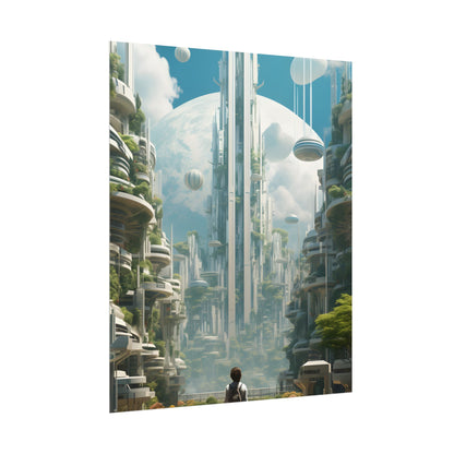 Dystopian Utopia: Futuristic Cityscape Under Oppression - Poster